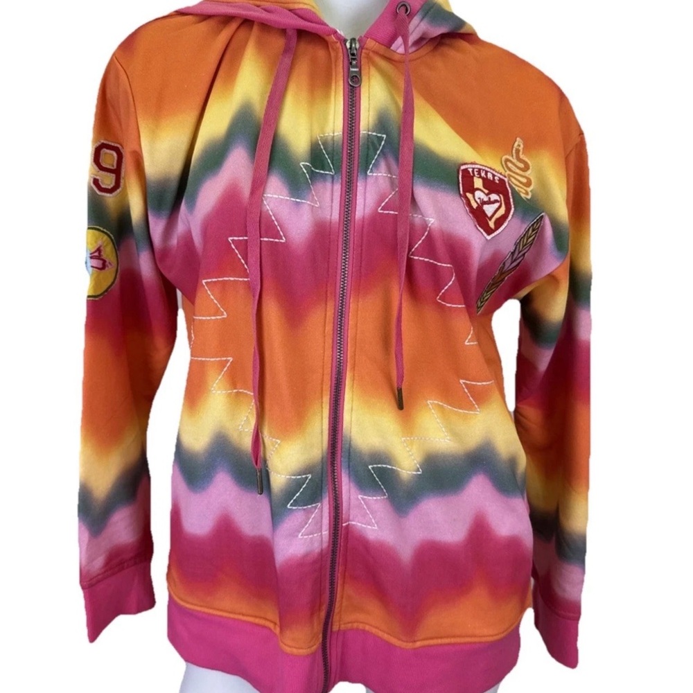 Double D Ranch Tie-Dye Zip Hoodie - Pink, Orange & Yellow